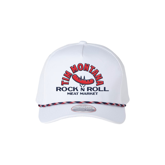 Rock n roll meat market white hat Tim Montana