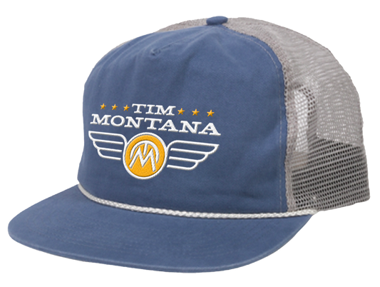 Wing logo blue hat Tim Montana